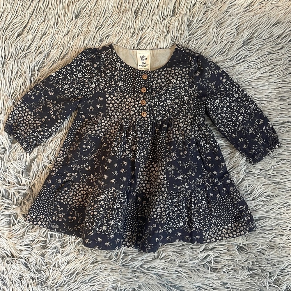 Navy Floral Kids Casual Dress